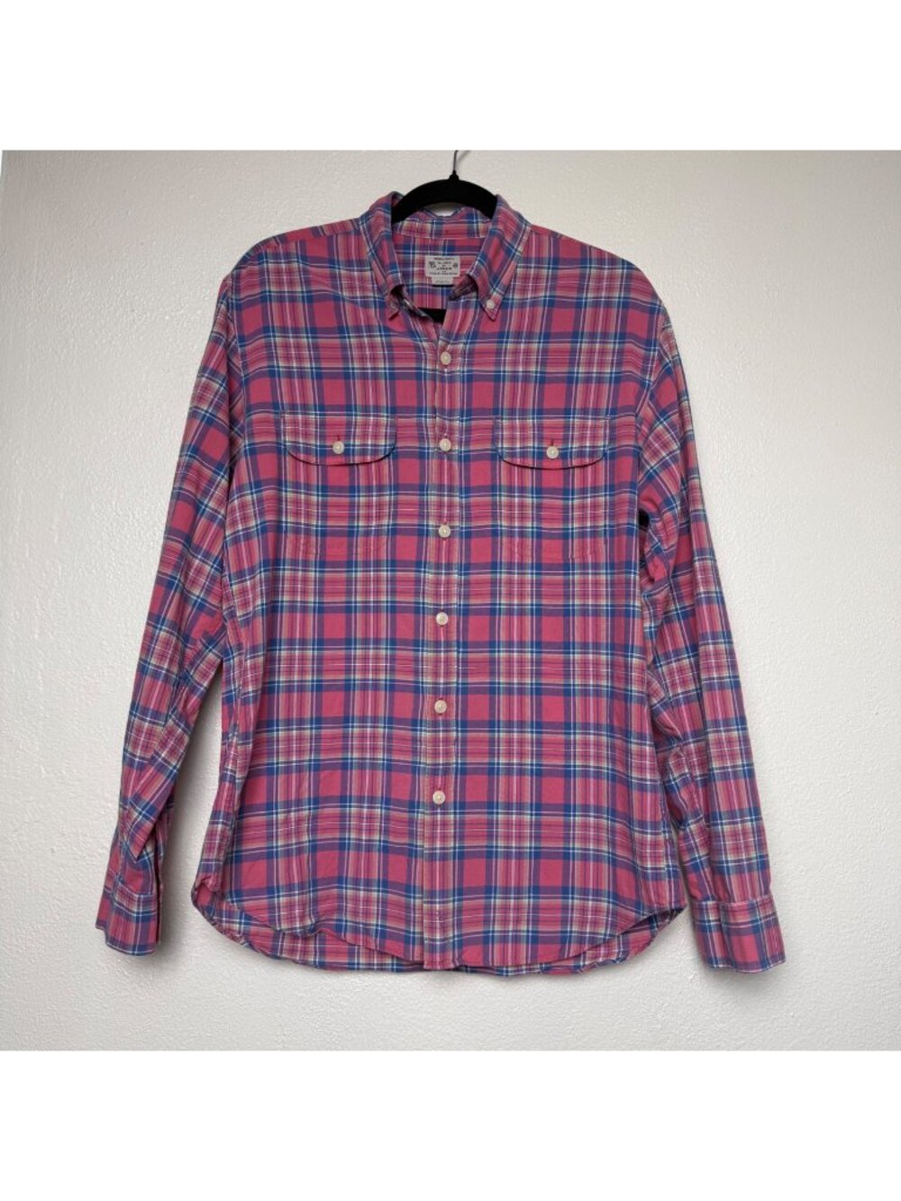 J.Crew Men's Long Sleeve Madras Plaid Button - Up 100% Cotton Sz M